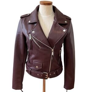 Rebecca Minkoff Moto jacket faux leather burgundy S